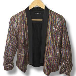 The Clothing Co. Sequin Blazer Gold/Black / Rainbow Size M